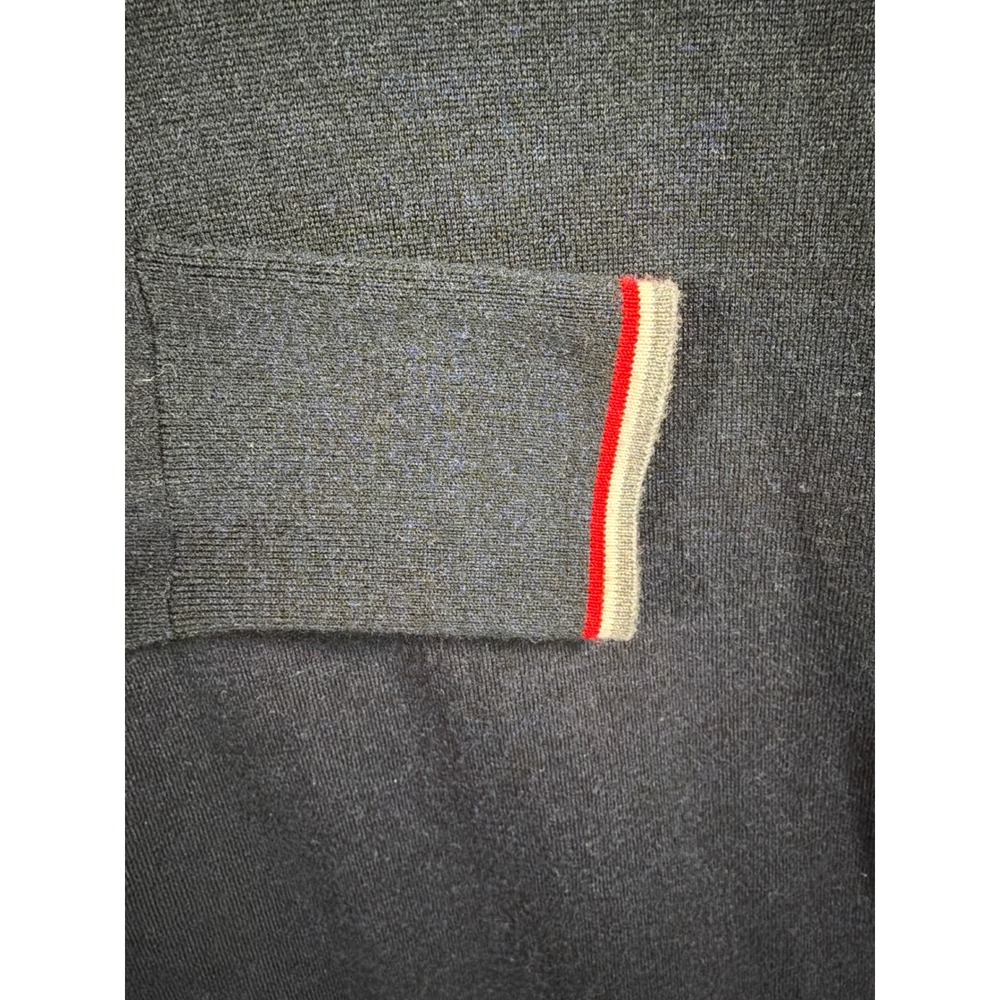 Banana Republic‎ Sweater Men's M Navy Merino Wool Tipped Crew Neck Pullover - Picture 3 of 5